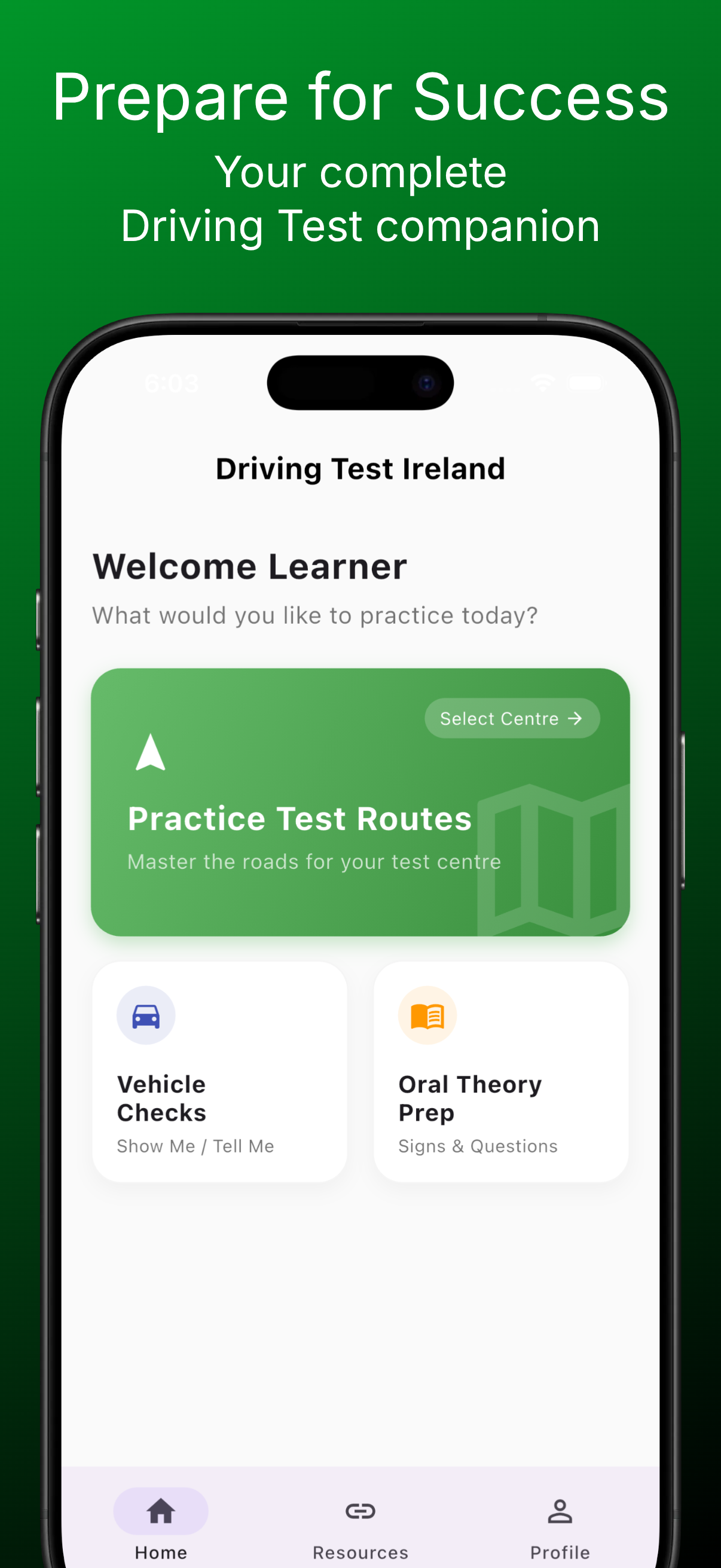 Driving Test App Screen 2